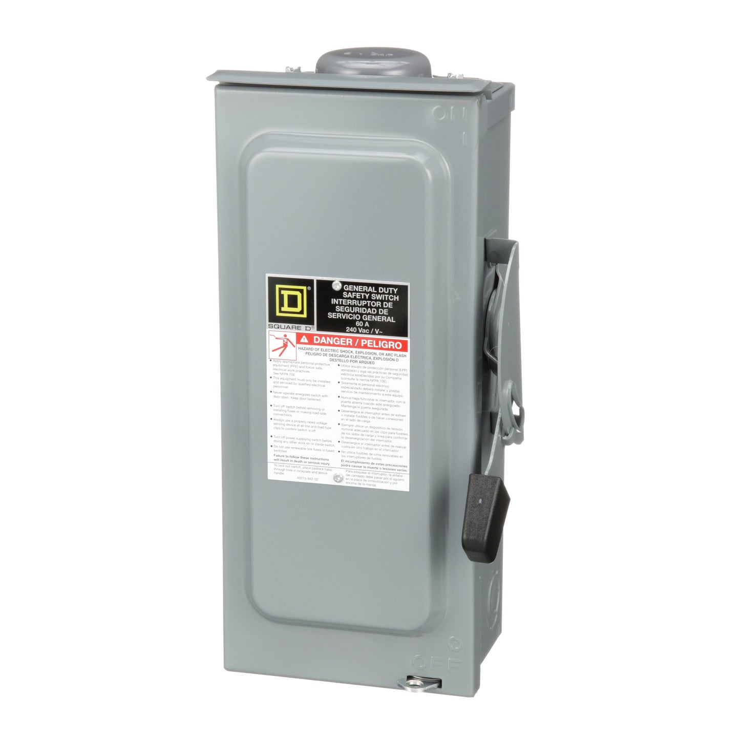 Square D D322NRB Disconnect Switch | 240V AC 60A 3P Fusible NEMA 3R Series F