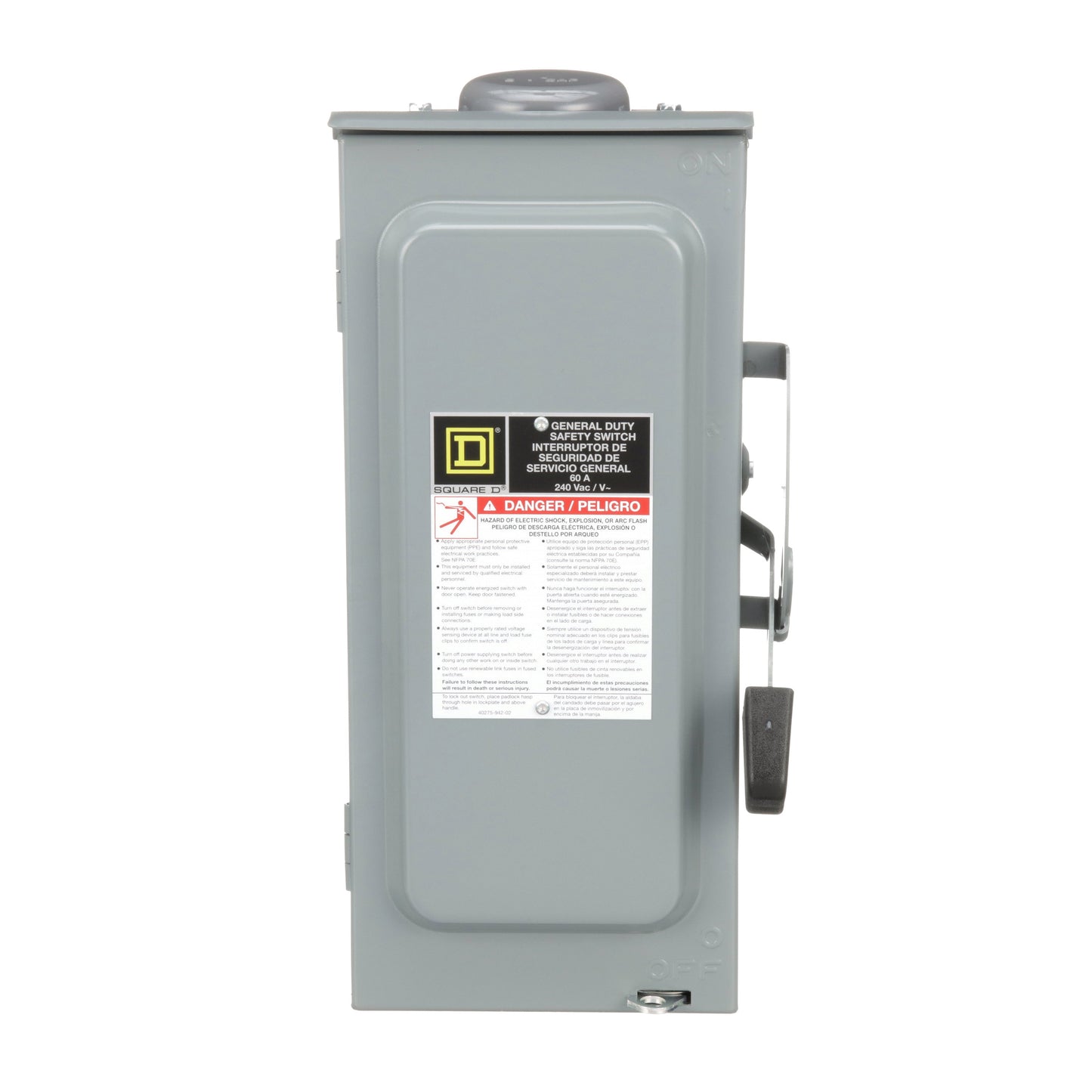 Square D D322NRB Disconnect Switch | 240V AC 60A 3P Fusible NEMA 3R Series F