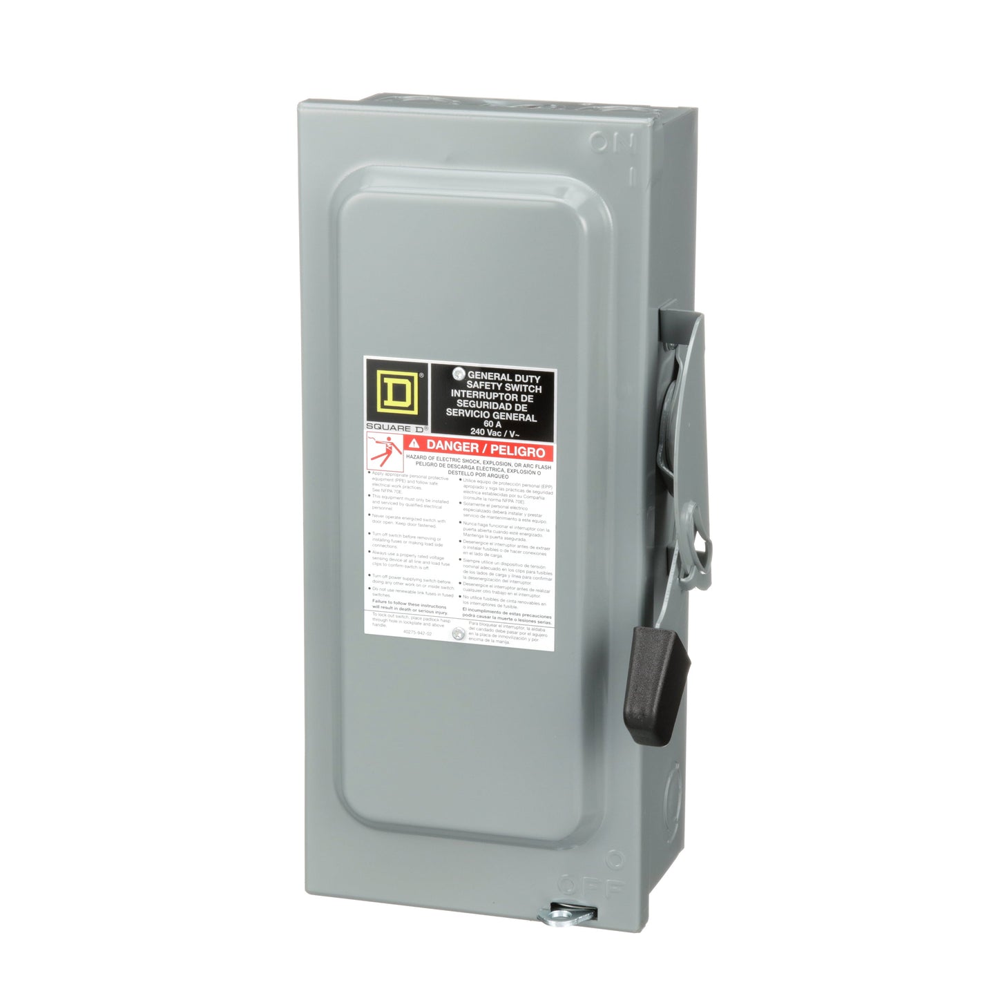Square D D322N Disconnect Switch | 240V AC 60A 3P 3PH Fusible 100kA@240V Series F