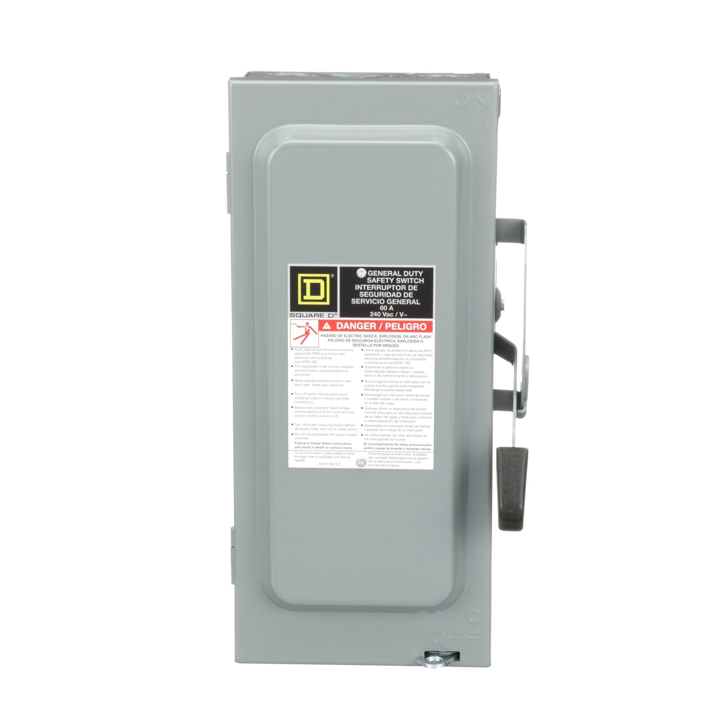Square D D322N Disconnect Switch | 240V AC 60A 3P 3PH Fusible 100kA@240V Series F