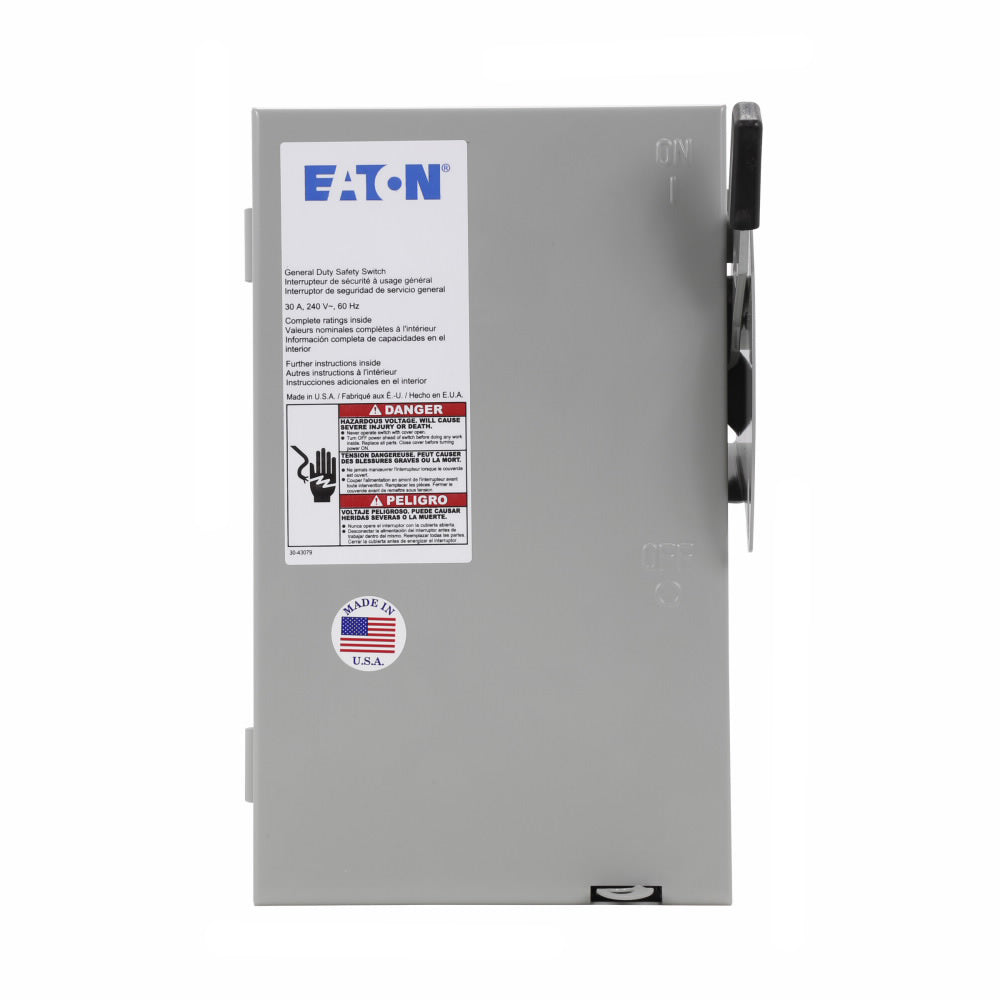 Cutler Hammer DG221UGB Disconnect Switch | 240V 30A Non-Fusible 1 Phase 2 Pole DG Series