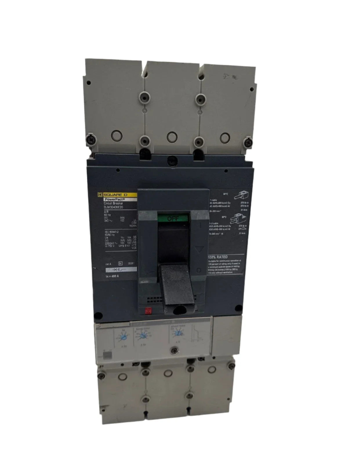 Square D DJM32400E20 Circuit Breaker | 208V 400A 3P 65kA@480V Bolt-On Powerpact