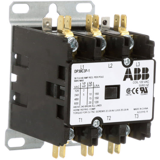 ABB DP30C3P-1 Contactor | 3P 3PH 600V 20A 15HP DP Series