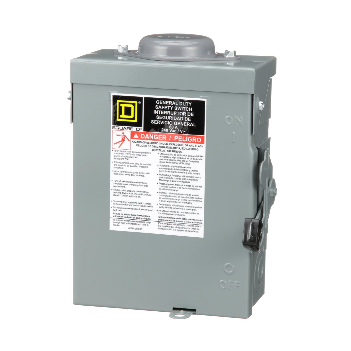 Square D DU222RB Disconnect Switch | 240V AC 60A Non-Fusible 100kA@240V Series E