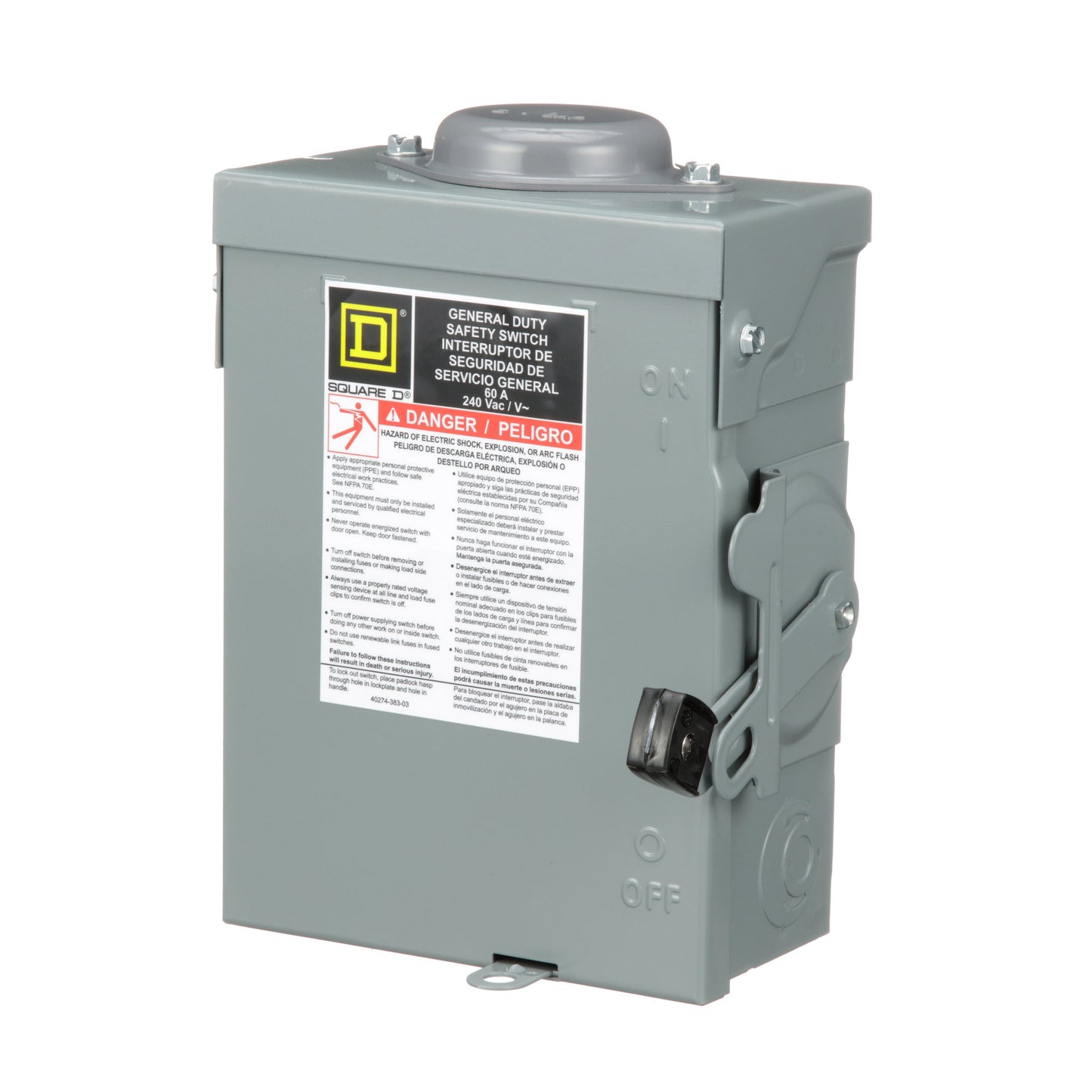 Square D DU222RB Disconnect Switch | 240V AC 60A Non-Fusible 100kA@240V Series E
