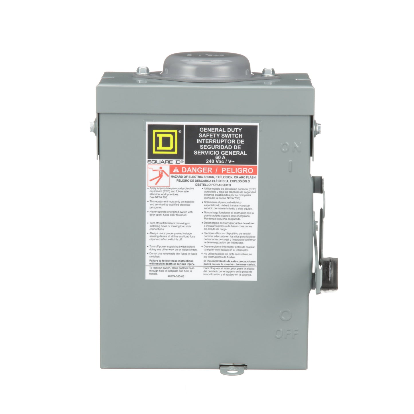 Square D DU322RB Disconnect Switch | 240V AC 60A 3P 3Pole Series E