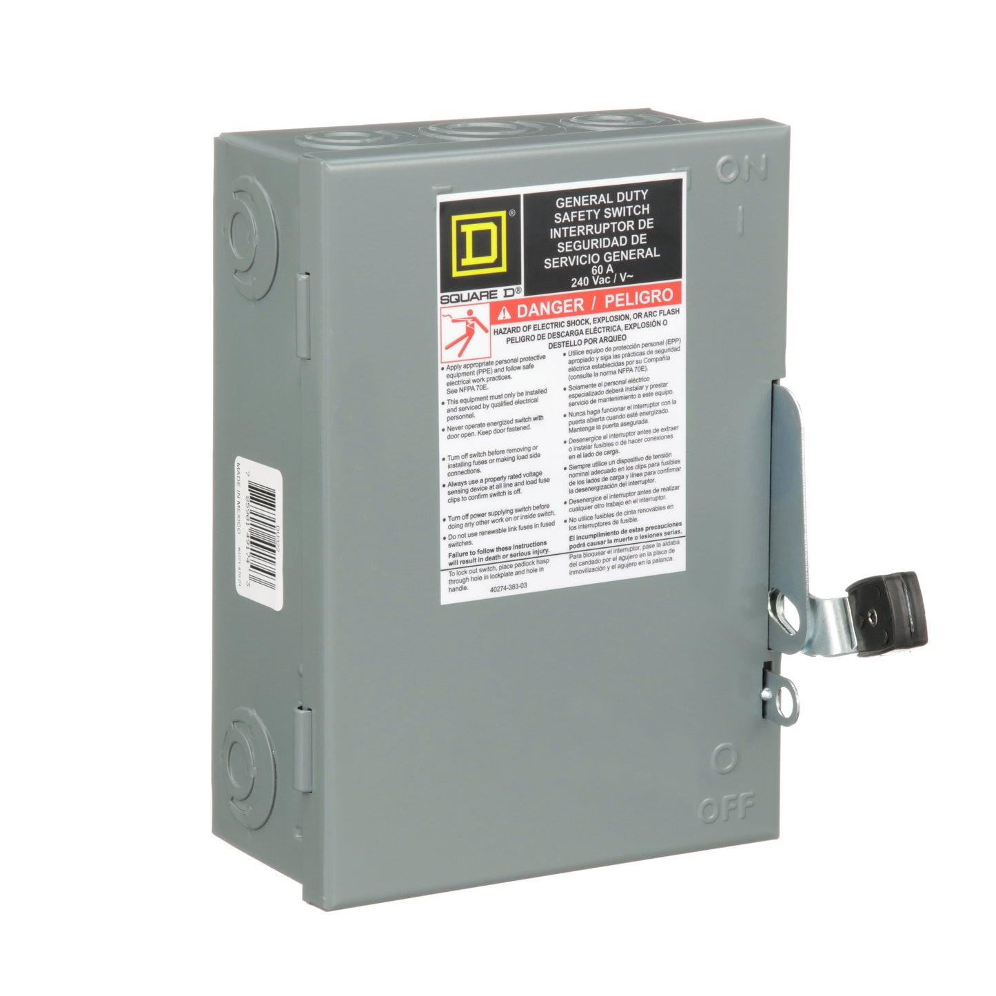 Square D DU322 Disconnect Switch | 240V AC 60A 3P 3Pole 100kA@240V Non-Fusible Series E