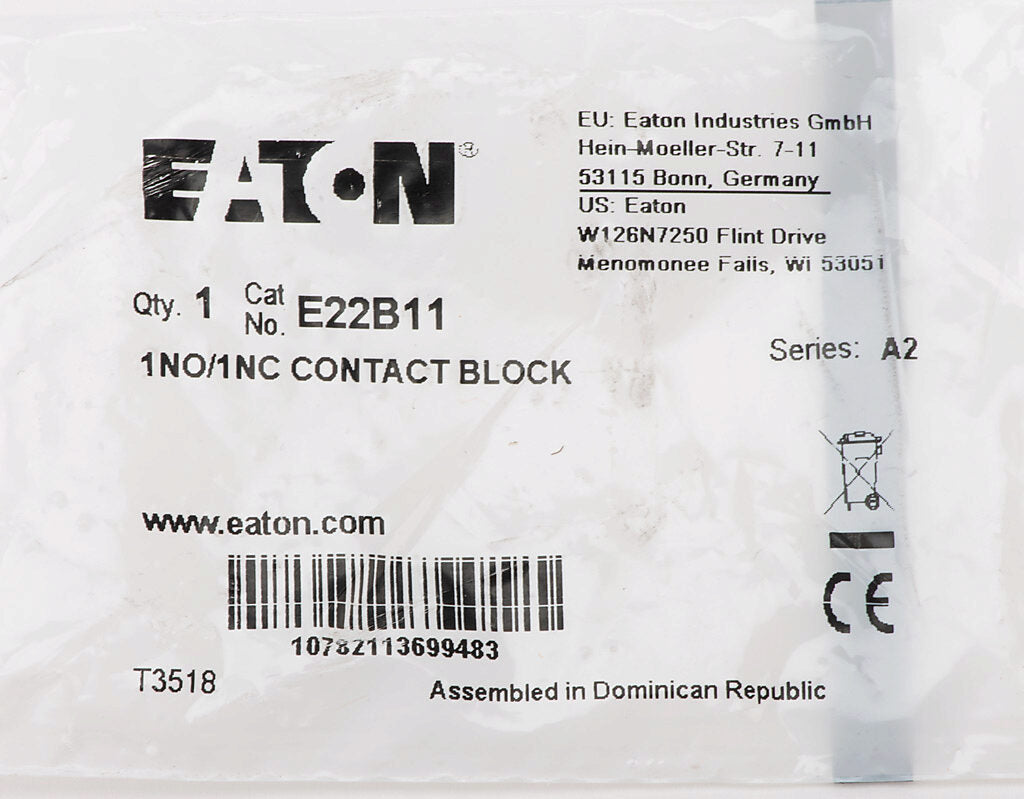 Eaton E22B11 Motor Control Part And Accessory Contacts E22 Series