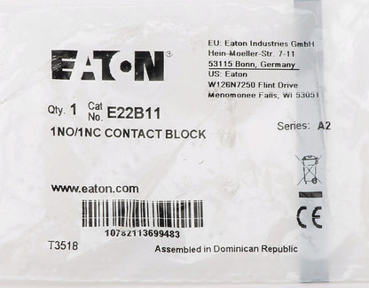 Eaton E22B11 Motor Control Part And Accessory Contacts E22 Series