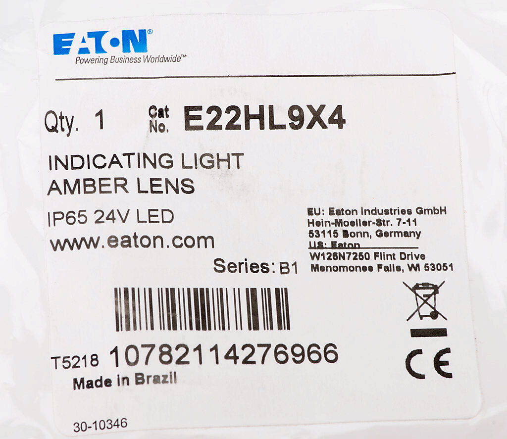 Cutler-Hammer E22HL9X4 LED Indicating Light 22mm 24VAC/VDC Amber E22 Monoblock