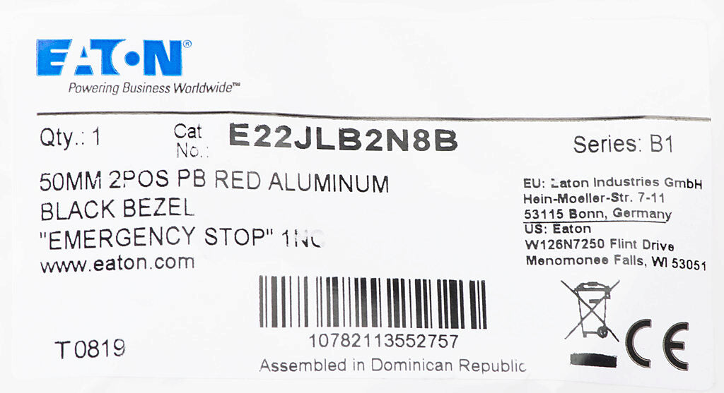 Eaton E22JLB2N8B Motor Control Part And Accessory | Compatible Frames FDB FD HFD FDC