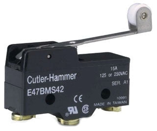 Cutler-Hammer E47BMS42 Limit Switch | Extended Roller Lever 15A 250Vac/6A 30Vdc 1-SPDT E47