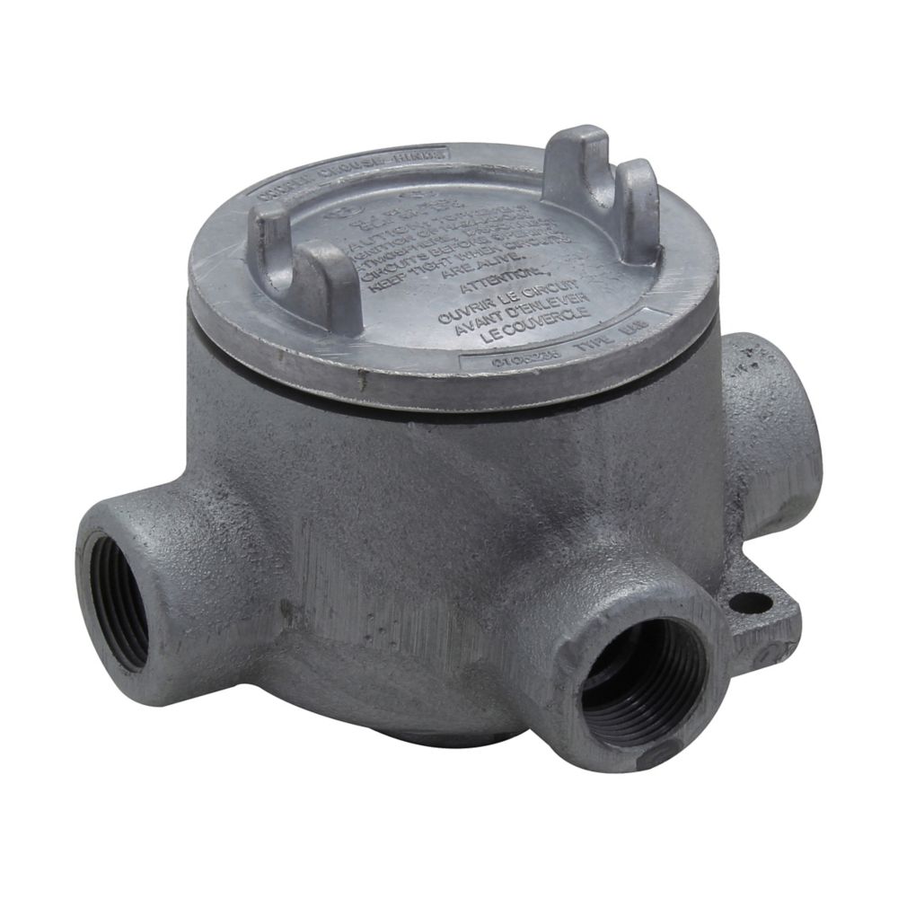 Crouse-Hinds EABY26 Conduit Outlet Box Feraloy Iron Alloy 3/4" Size 3" Cover Opening EAB