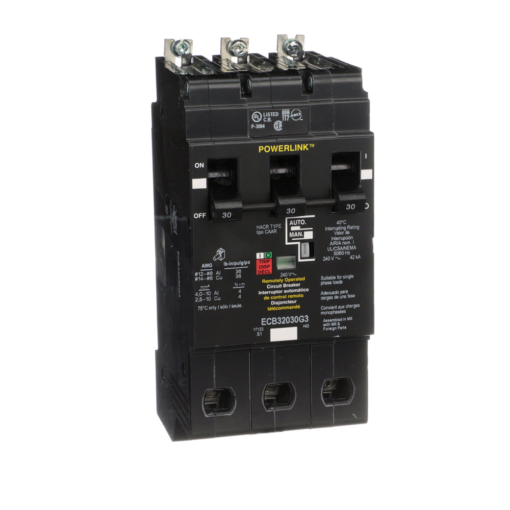 Square D ECB32030G3 Circuit Breaker | 240V 30A 3P 65kA@240V Bolt-On Powerlink