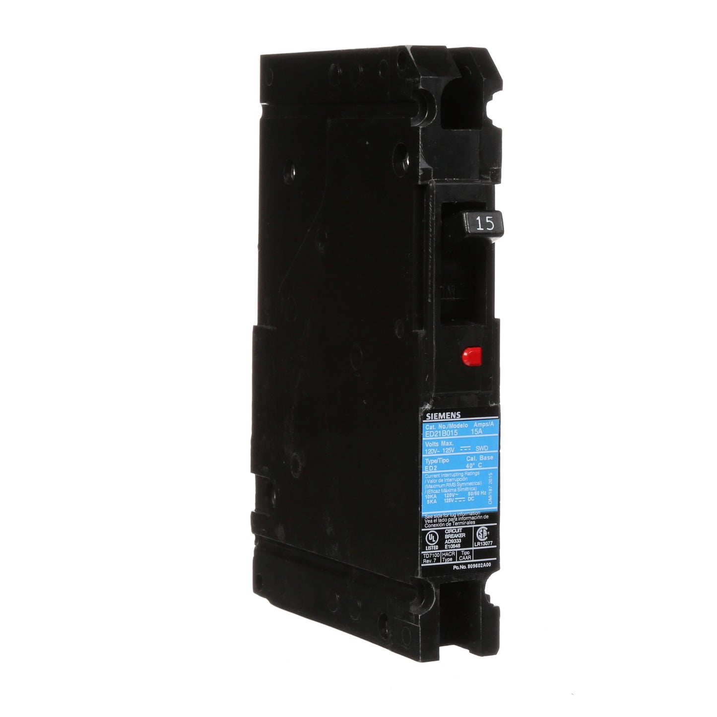 Siemens ED21B015 Circuit Breaker | 120V 15A 1P Bolt-On 10kA@120V Sentron Series