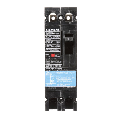 Siemens ED22B040 Circuit Breaker | 240V 40A 2P 10kA@240V Lug In Panelboard Sentron Series