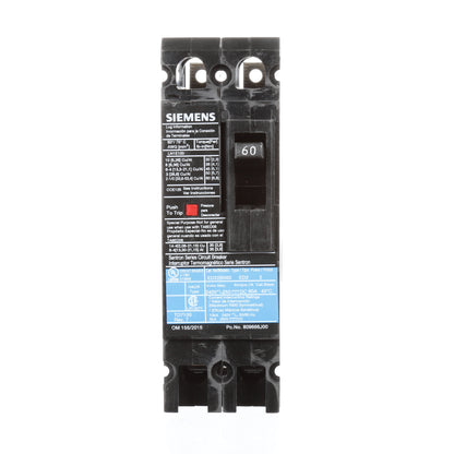 Siemens ED22B060 Circuit Breaker | 240V 60A 2P 10kA@240V Sentron Series