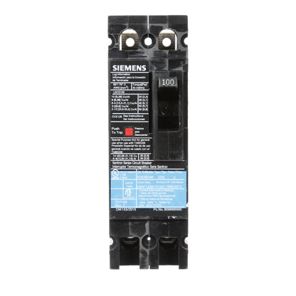 Siemens ED22B100 Circuit Breaker | 240V 100A 2P 10kA@240V Sentron Series