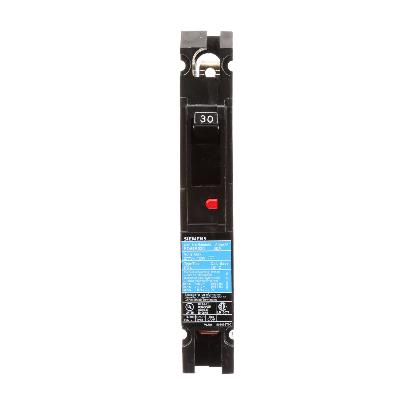 Siemens ED41B030 Circuit Breaker | 120V 30A 1P 65kA@120V Sentron Series