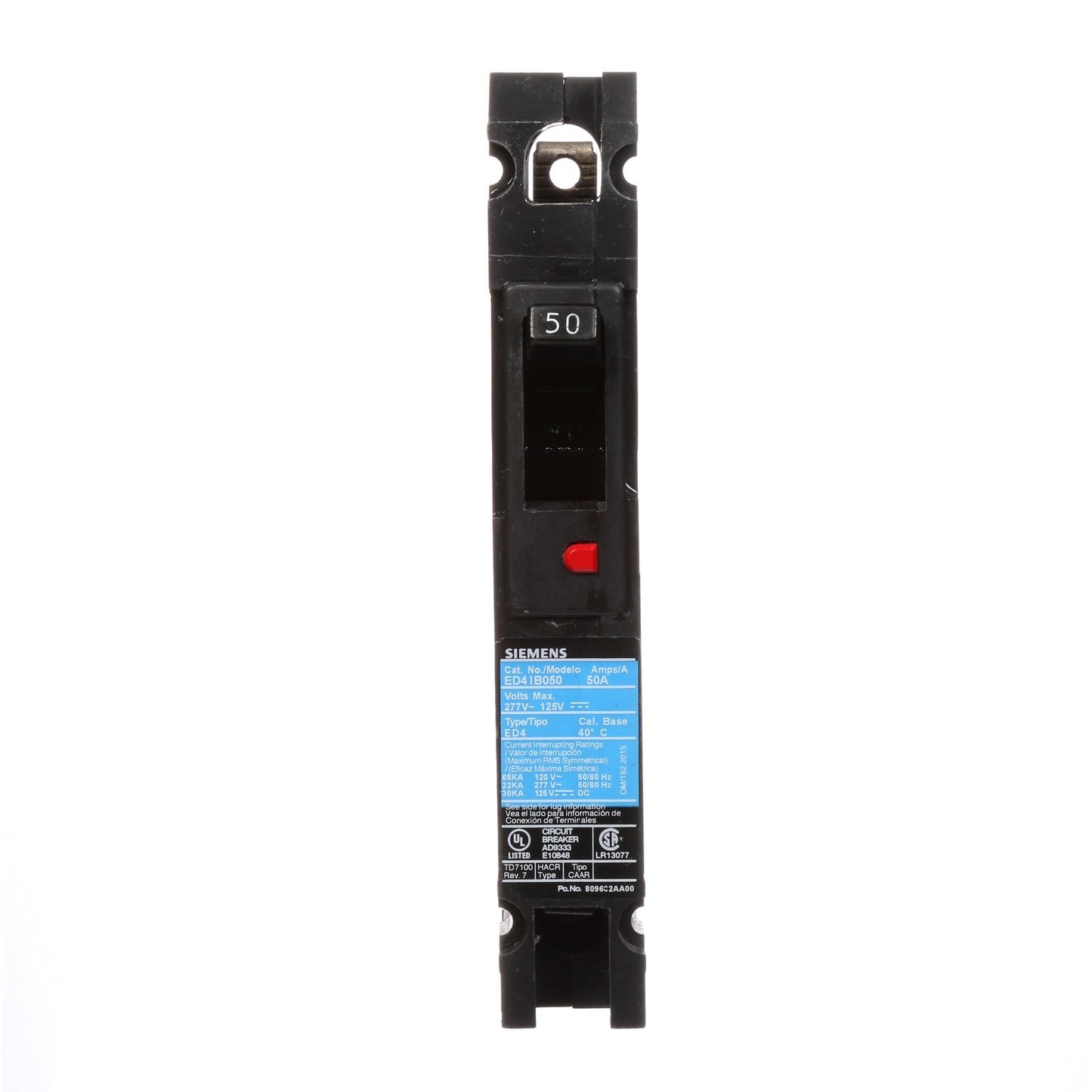 Siemens ED41B050 Circuit Breaker | 120V 50A 1P 65kA@120V Lug In Panelboard Sentron Series