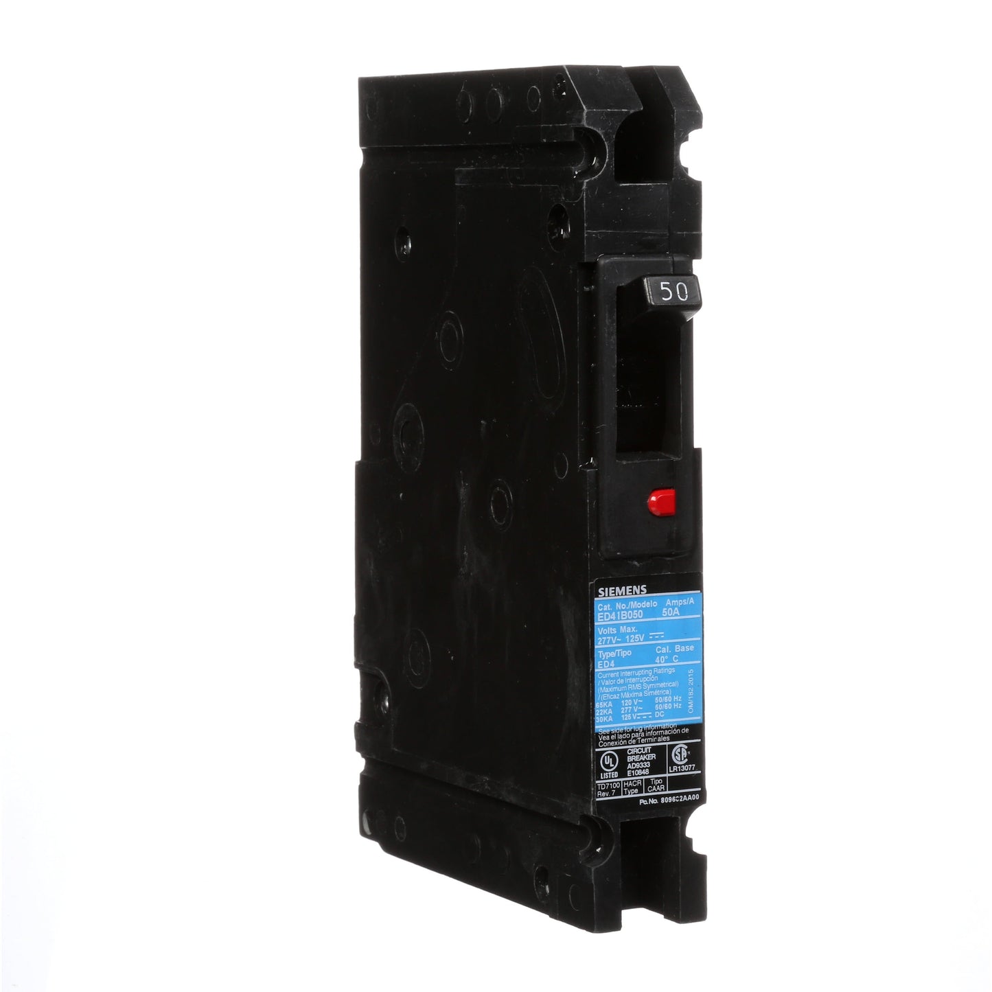 Siemens ED41B050 Circuit Breaker | 120V 50A 1P 65kA@120V Lug In Panelboard Sentron Series