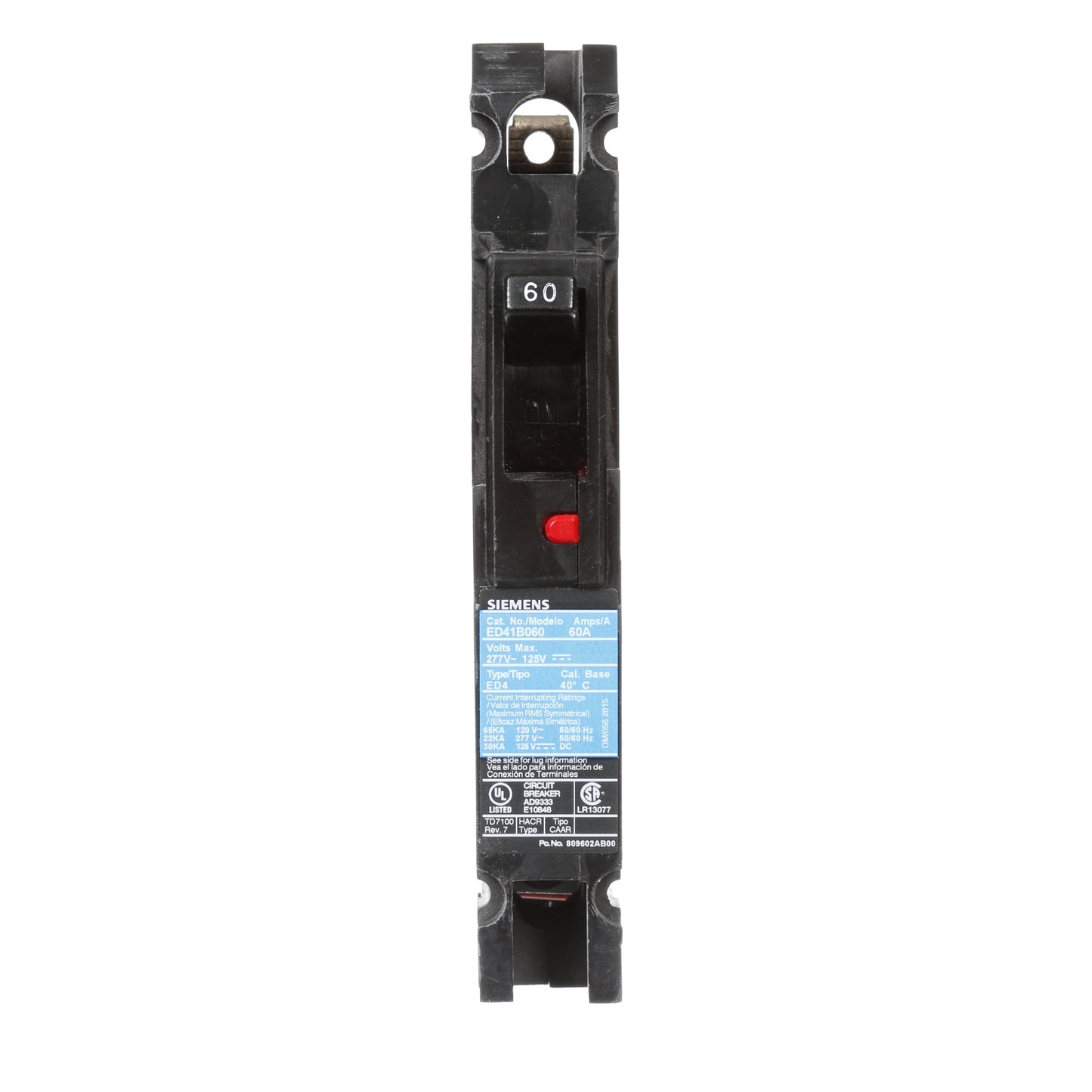 Siemens ED41B060 Circuit Breaker | 120V 60A 1P 65kA@120V Sentron Series