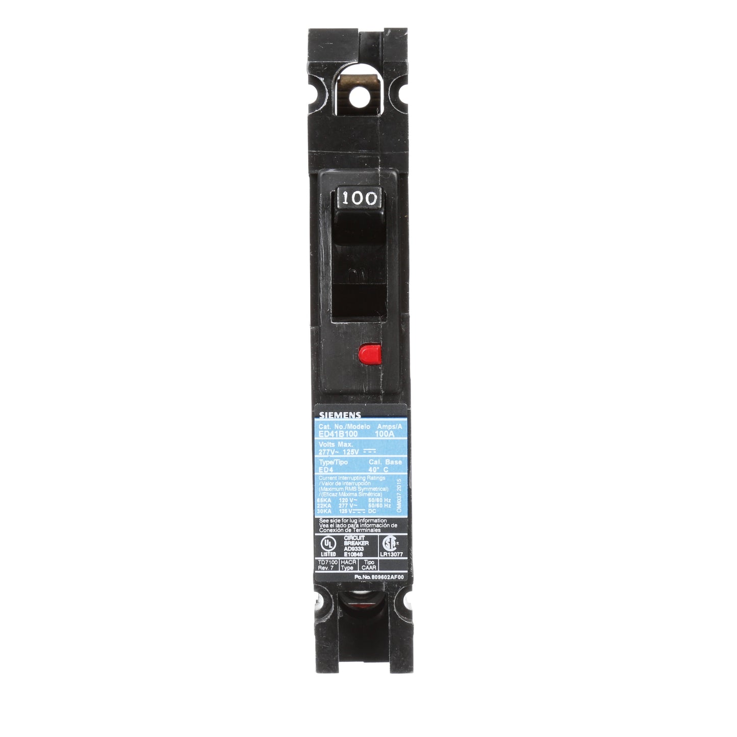 Siemens ED41B100 Circuit Breaker | 100A 1P 120VV Sentron