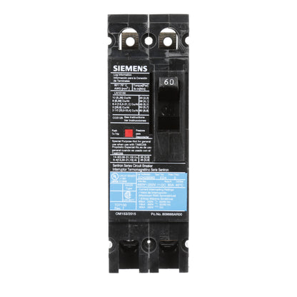 Siemens ED42B060 Circuit Breaker | 480V 60A 2P 18kA@480V Sentron Series