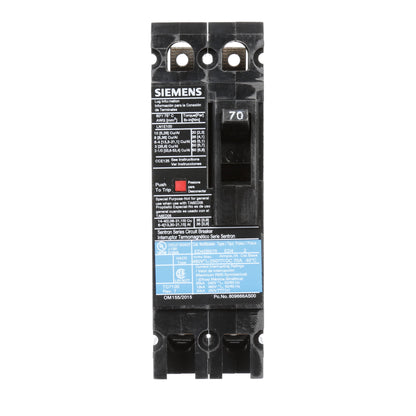 Siemens ED42B070 Circuit Breaker | 480V 70A 2P 18kA@480V Sentron Series