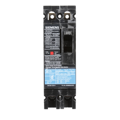 Siemens ED42B100 Molded Case Circuit Breaker | 480V 100A 2P 18kA@480V Lug In Panelboard Sentron Series