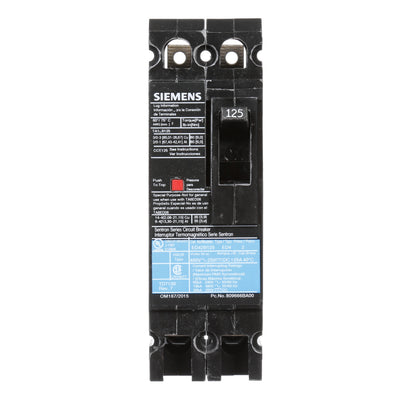 Siemens ED42B125 Circuit Breaker | 480V 125A 2P 18kA@480V Lug In Panelboard Sentron Series