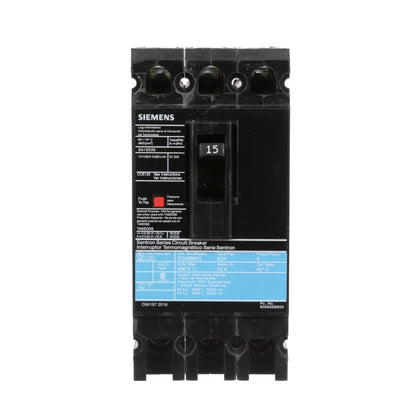 Siemens ED43B015L Circuit Breaker | 480V 15A 3P 18kA@480V Feed-Thru Sentron Series