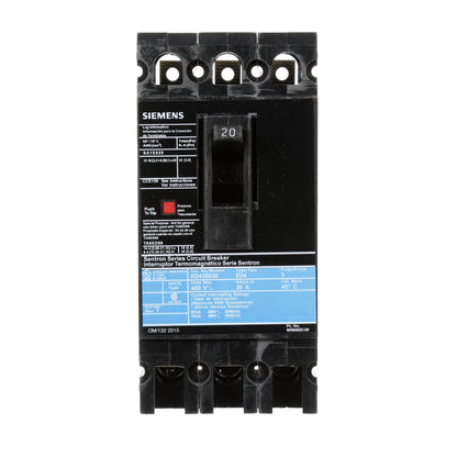 Siemens ED43B020 Circuit Breaker | 480V 20A 3P 18kA@480V Lug In Panelboard Sentron Series