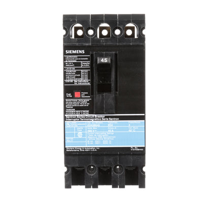 Siemens ED43B045 Circuit Breaker | 480V 45A 3P 18kA@480V Lug In Panelboard Sentron Series