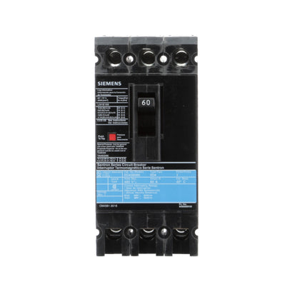 Siemens ED43B060L Circuit Breaker | 480V 60A 3P 18kA@480V Feed-Thru Sentron Series
