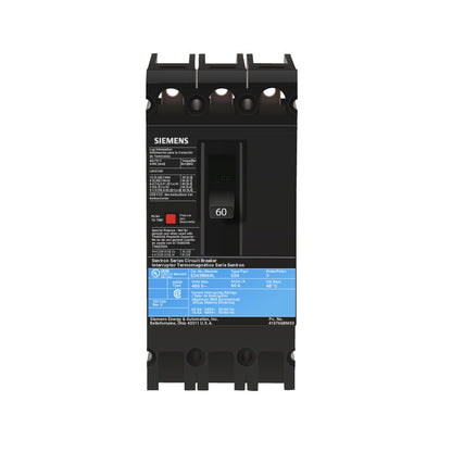 Siemens ED43B060L Circuit Breaker | 480V 60A 3P 18kA@480V Feed-Thru Sentron Series