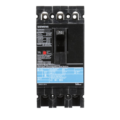 Siemens ED43B070 Circuit Breaker | 480V 70A 3P 18kA@480V Lug In Panelboard Sentron Series