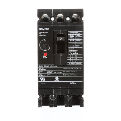 Siemens ED63A002 Circuit Breaker | 600V 2A 3P 25kA@480V Bolt-On Sentron Series