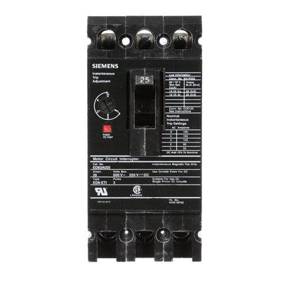 Siemens ED63A025 Circuit Breaker | 600V 25A 3P 25kA@480V Bolt-On Sentron Series