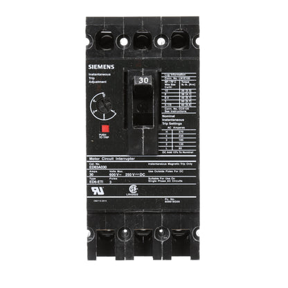 Siemens ED63A030 Circuit Breaker | 600V 30A 3P 25kA@480V Bolt-On Sentron Series