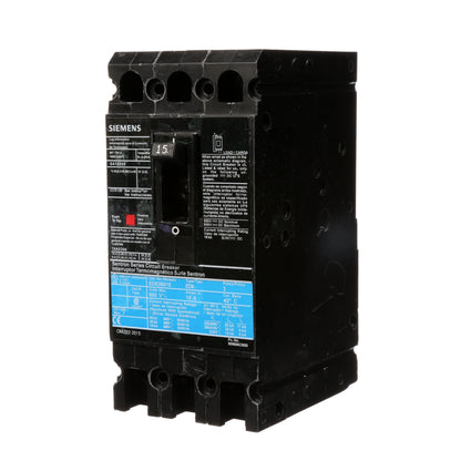 Siemens ED63B015 Molded Case Circuit Breaker | 600V 15A 3P 25kA@480V Bolt-On Sentron Series