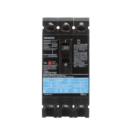 Siemens ED63B020L Circuit Breaker | 600V 20A 3P 25kA@480V Feed-Thru Sentron Series