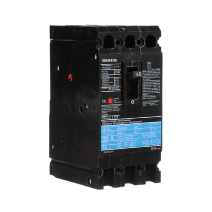 Siemens ED63B060L Circuit Breaker | 600V 60A 3P 25kA@480V Feed-Thru Sentron Series