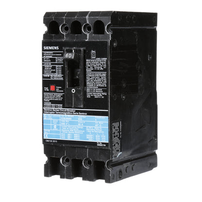 Siemens ED63B060 Molded Case Circuit Breaker | 600V 60A 3P 25kA@480V Bolt-On Sentron Series