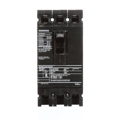 Siemens ED63S100AL Circuit Breaker | 600V 100A 3P 25kA@480V Feed-Thru Sentron Series