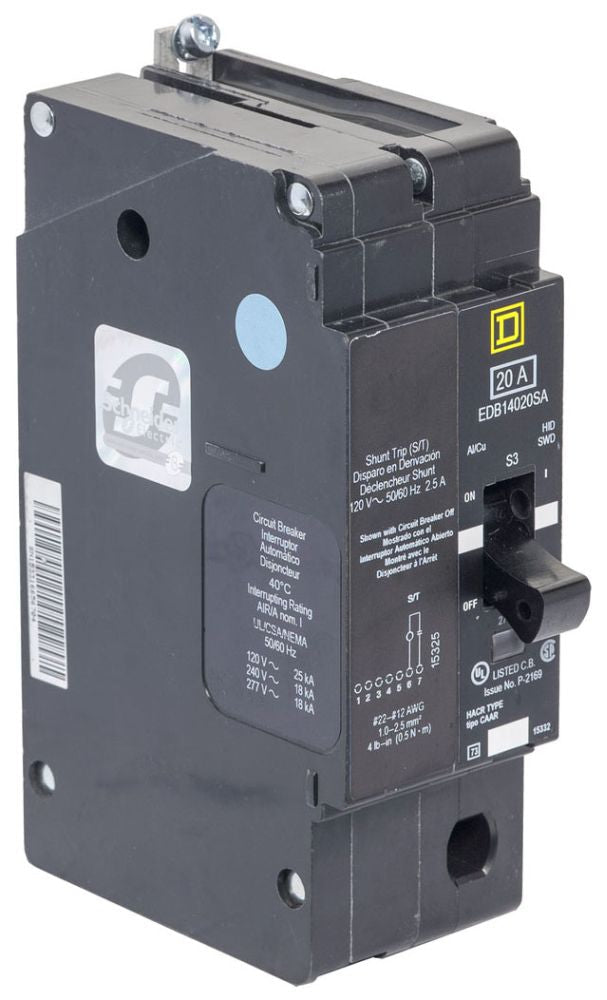 EDB14020SA - Schneider Electric/ Square D Bolt-On 20 Amp 1 Pole Circuit Breaker - Essential Electric Supply