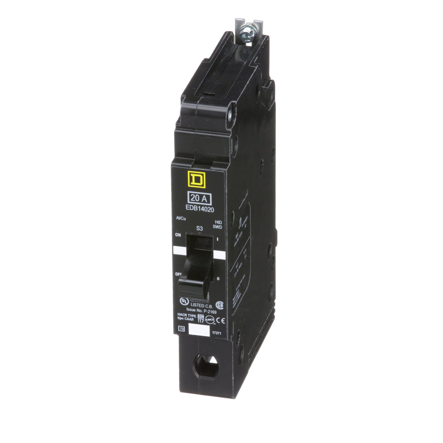 Square D EDB14020 Circuit Breaker | 277V 20A 1P 18kA@480V Bolt-on EDB Series