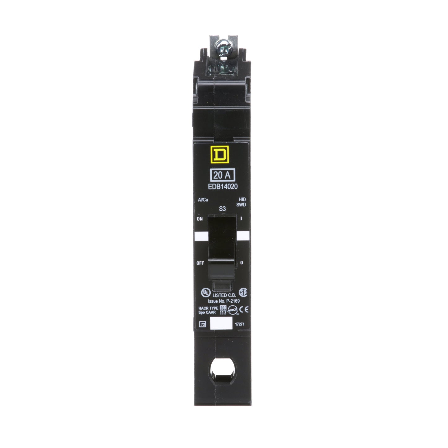 Square D EDB14020 Circuit Breaker | 277V 20A 1P 18kA@480V Bolt-on EDB Series