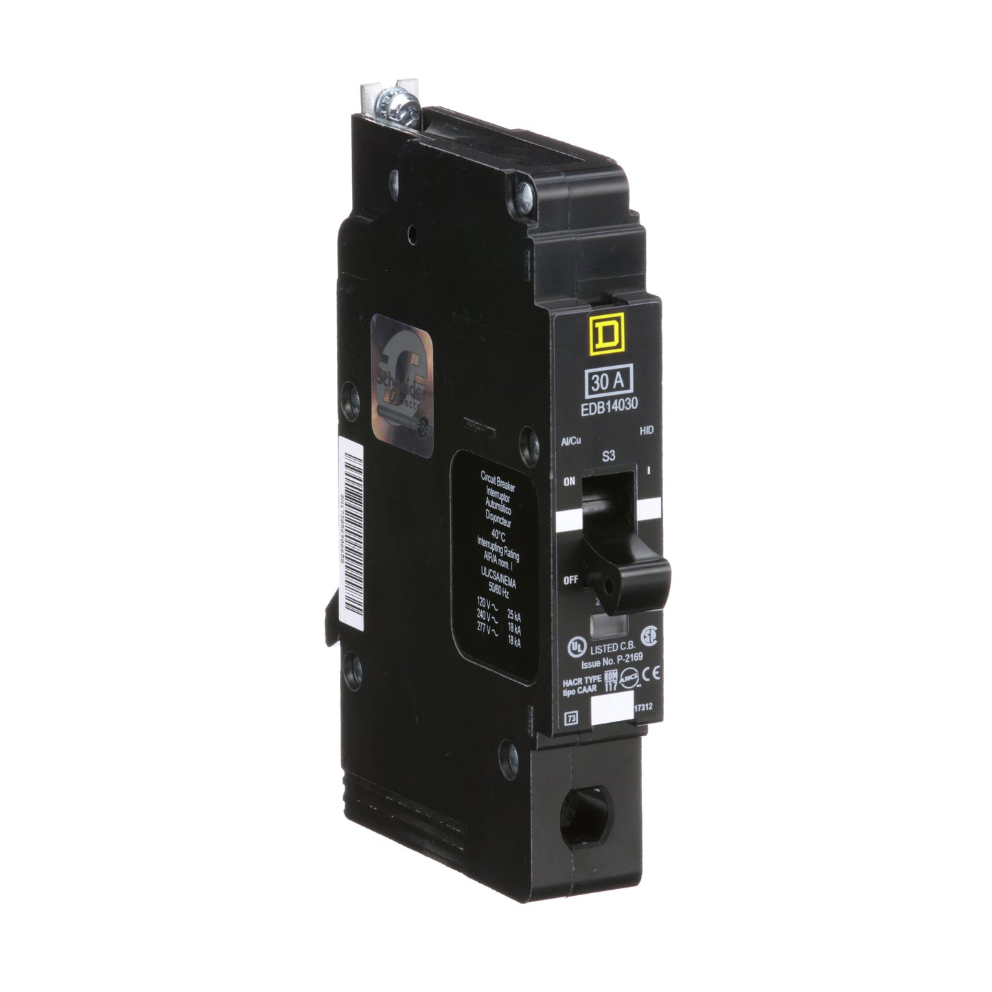 Square D EDB14030 Circuit Breaker | 277V 30A 1P 18kA@480V Bolt-on EDB Series