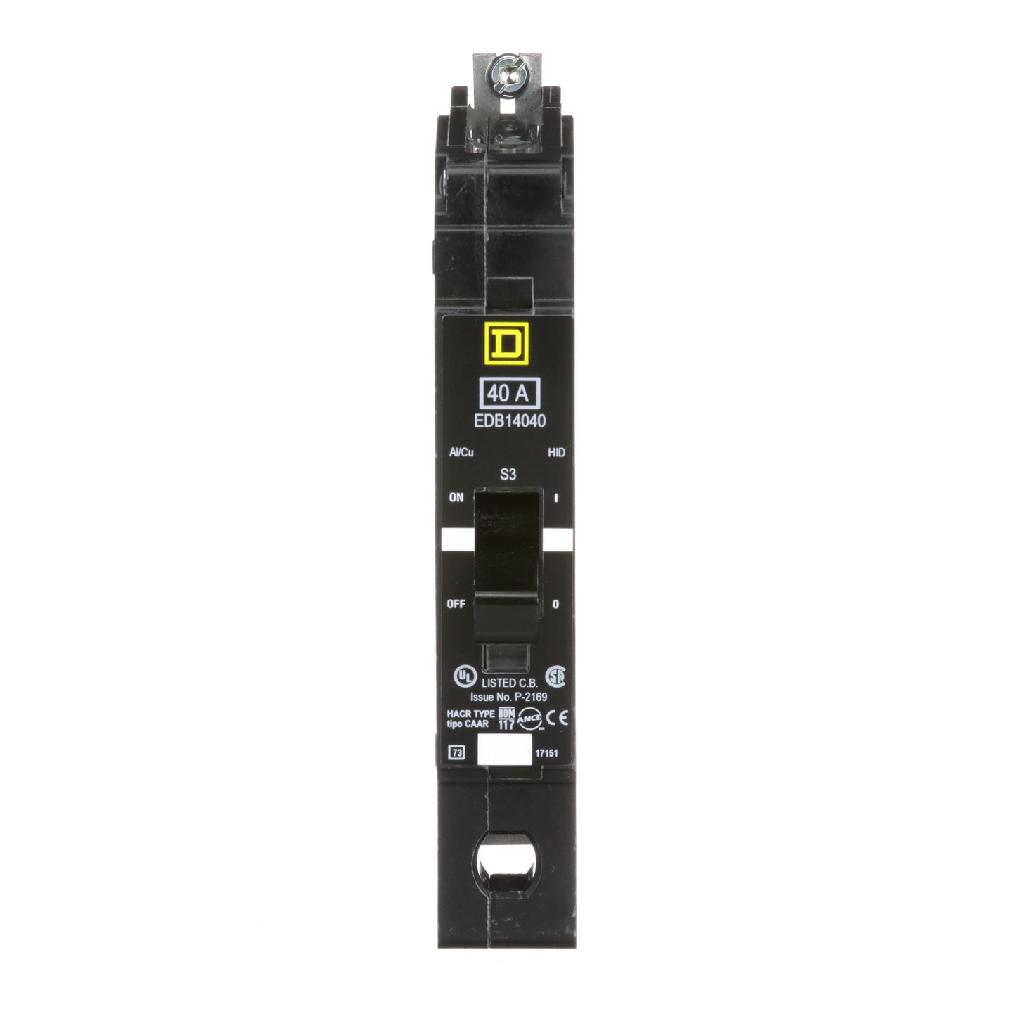 Square D EDB14040 Circuit Breaker | 277V 40A 1P 18kA@480V Bolt-on EDB Series